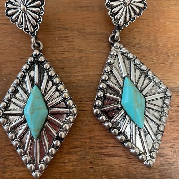🎉❤️Kate Turquoise Marble Diamond Earrings - Picture 2 of 3